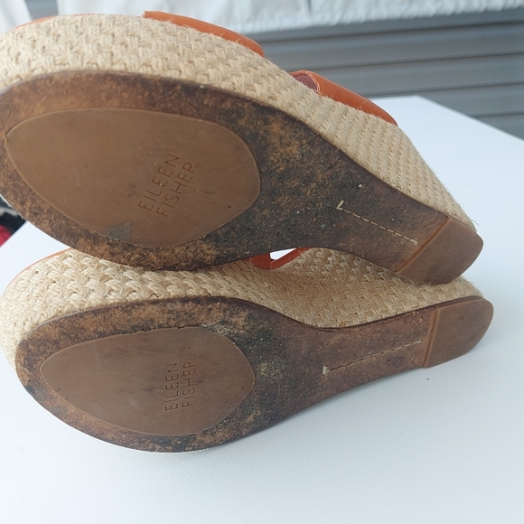Eileen Fisher Leather Tangello Espadrille Wedge Size 8 - Picture 6 of 8